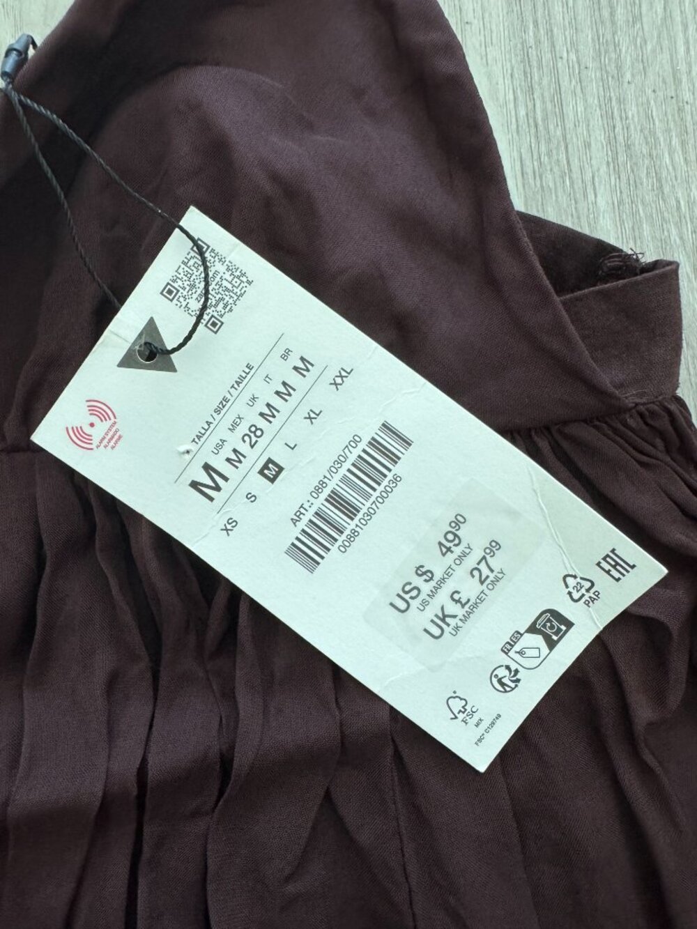 ZARA Brown Semi-Sheer Pleated Cami Top NWT Size M - Picture 10 of 15